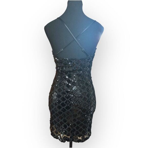 NWOT City Triangles Womens Black Sequin Mini Dress Size XS Juniors - Picture 8 of 12